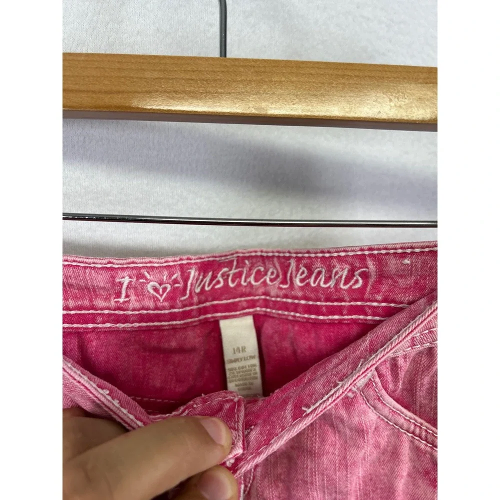 Y2K Kidcore‎ Justice Girls 14R Pink Acid Wash Simply Low Bermuda Denim Shorts